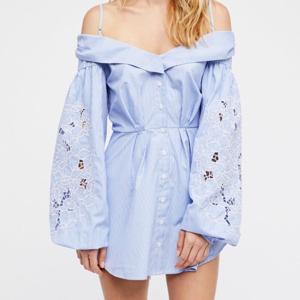 nwot free people cutest thing poplin pinstripe tunic